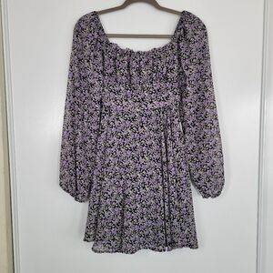 Blush & Day Black Floral Tiered Babydoll Mini Dress M Dark Romantic‎ Whimsigoth